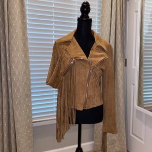 tan, fringe jacket